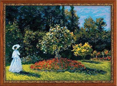 Riolis Quadro Realizzato A Punto Croce Donne In Giardino Di Monet Amazon It Casa E Cucina