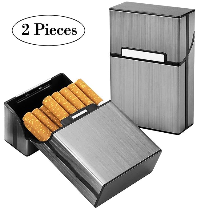 UBEGOOD Aluminium Zigarettenetuis, 2 Stück Zigarettenboxen mit Magnetverschluss Metall Elegante Entwurf Aluminium Zigaretten 