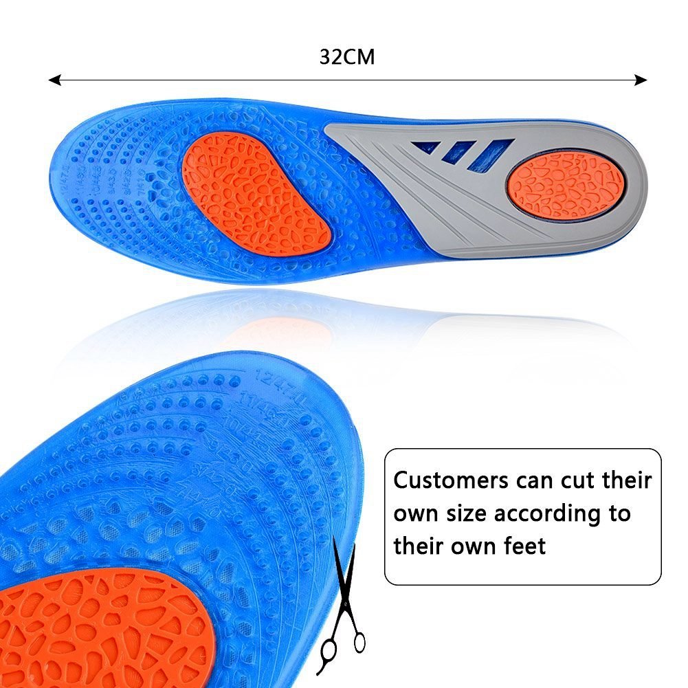 GEL Sports Insoles, Samxu Unisex-adult inserts with Best buffer and Shock Absorption, Relieve Foot Pain and Fasciitis for Man