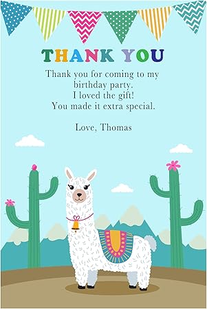 30 Biglietti Di Ringraziamento Personalizzati Alpaca Llama Carta Fotografica Di Compleanno Amazon It Casa E Cucina