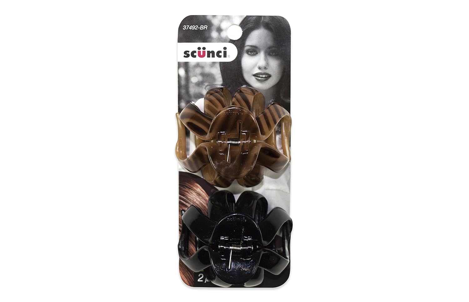 Scunci No-Slip Grip Octopus Clip, Black & Tortoise, 2 Count (Pack of 1): Beauty