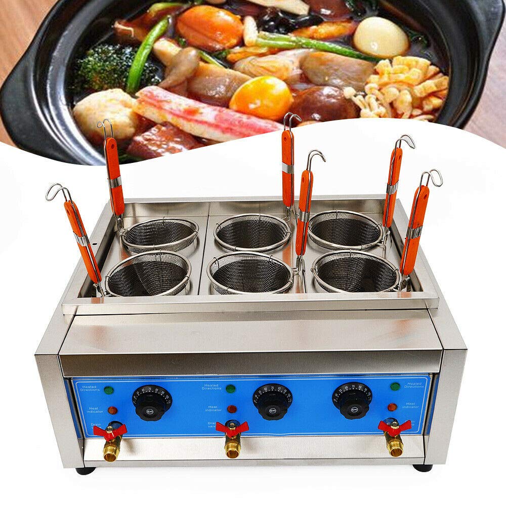 WINUS 6000W Pasta Machine, Pasta Marker 6 Holes Basket Commercial Electric Noodles Cookers Electric 