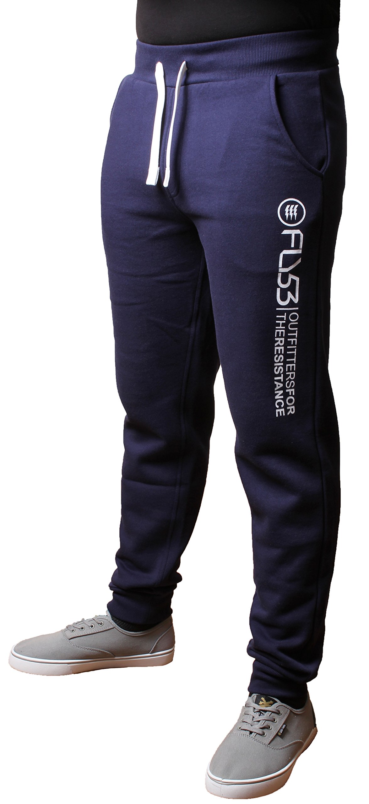 Fly53 Mens Fleece Fitted Tracksuit Bottoms Joggers Sweat Pants Temple Elliot