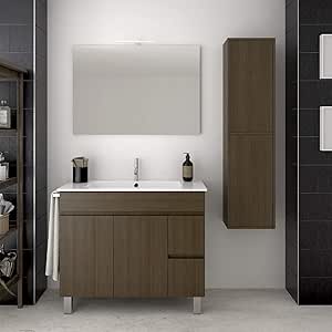 PDM Mueble de baño TEMIS con Espejo y Lavabo - 2 cajones ...