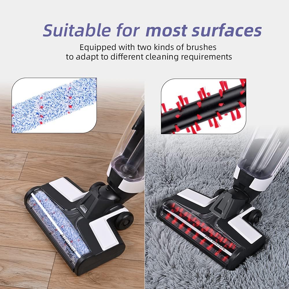 Wet Dry Vacuum, AlfaBot T36 Cordless Floor Vacuum Cleaner and Mop for Hardwood Floor & Area Rugs, Lightweight Wet-Dry Floor Cleaner with Self Cleaning, One-Step Cleaning/Voice Assistance: Home & Kitchen