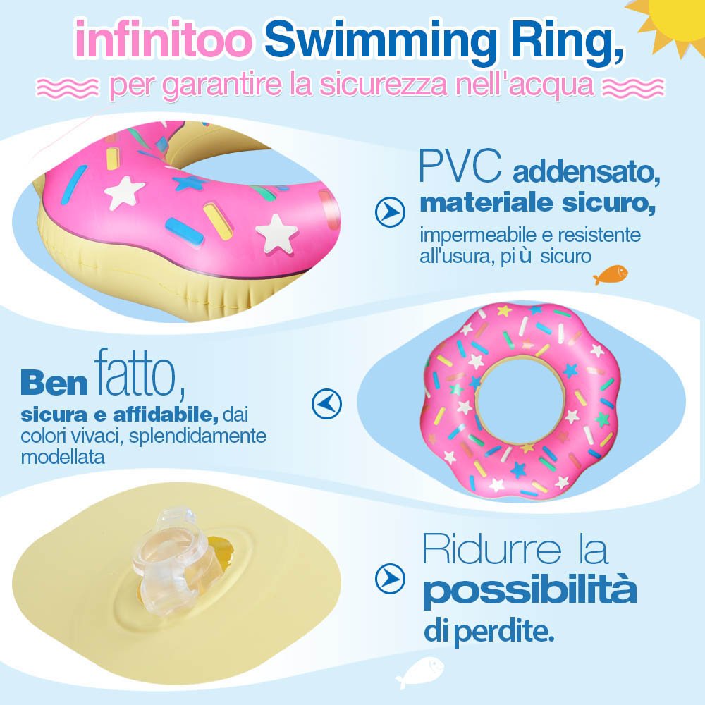 infinitoo Salvagente Gonfiabile Piscina Salvagente Galleggiante Ciambella Gonfiabile Gigante PVC nel Piscina,Mare per Adulti e Bambini più di 9 Anni