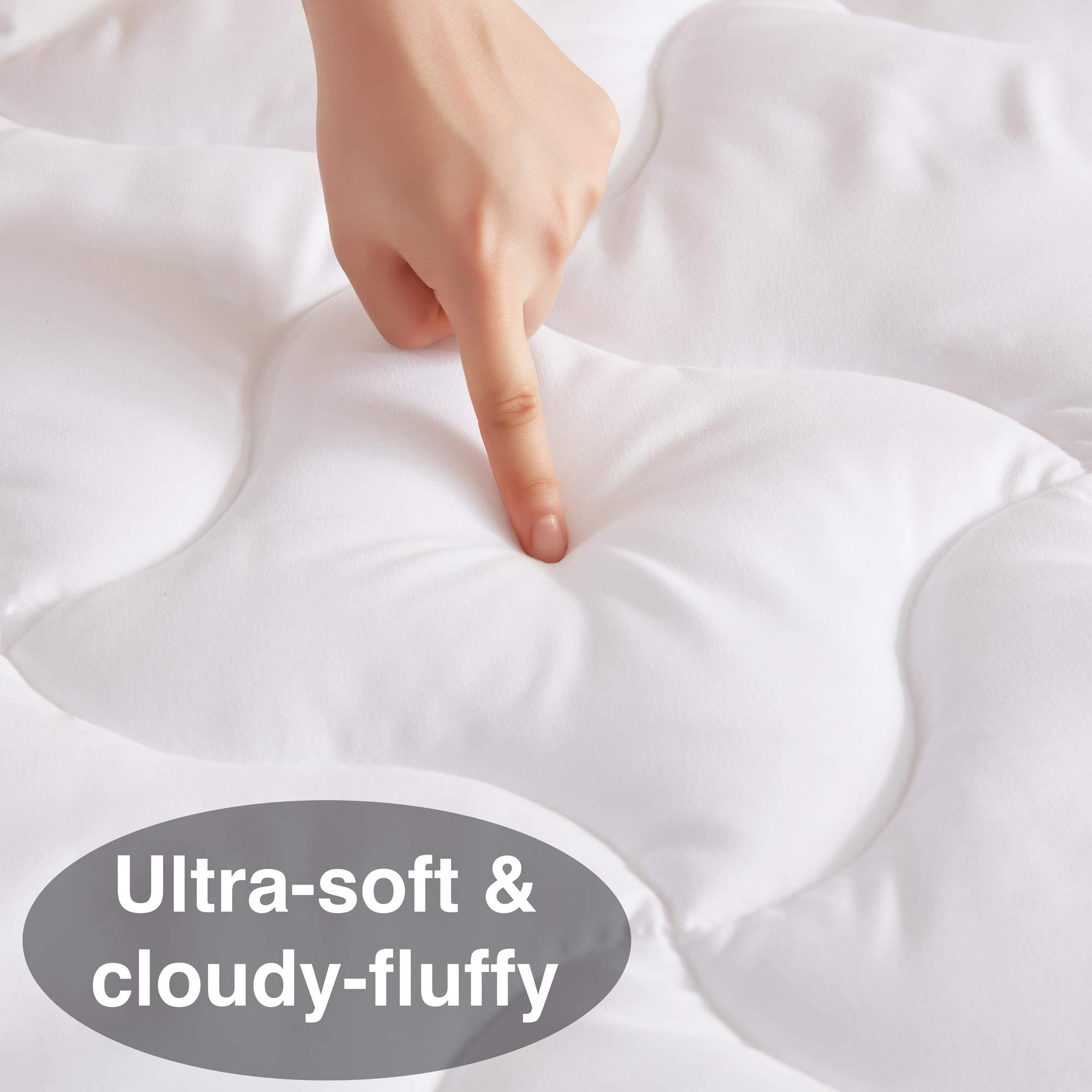 Sleep Zone Quilted Mattress Pad Cover Queen Cooling Fluffy Topper Upto 21 inch Pocket,White,Queen