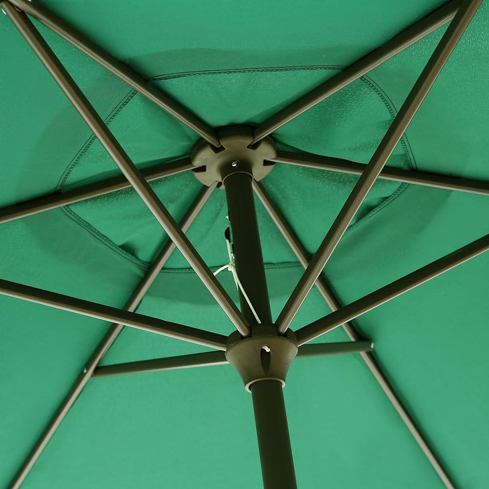 Amazon Com Le Papillon 9 Ft Outdoor Patio Umbrella Aluminum Table Market Umbrella 6 Ribs Crank Lift Push Button Tilt Green Garden Outdoor