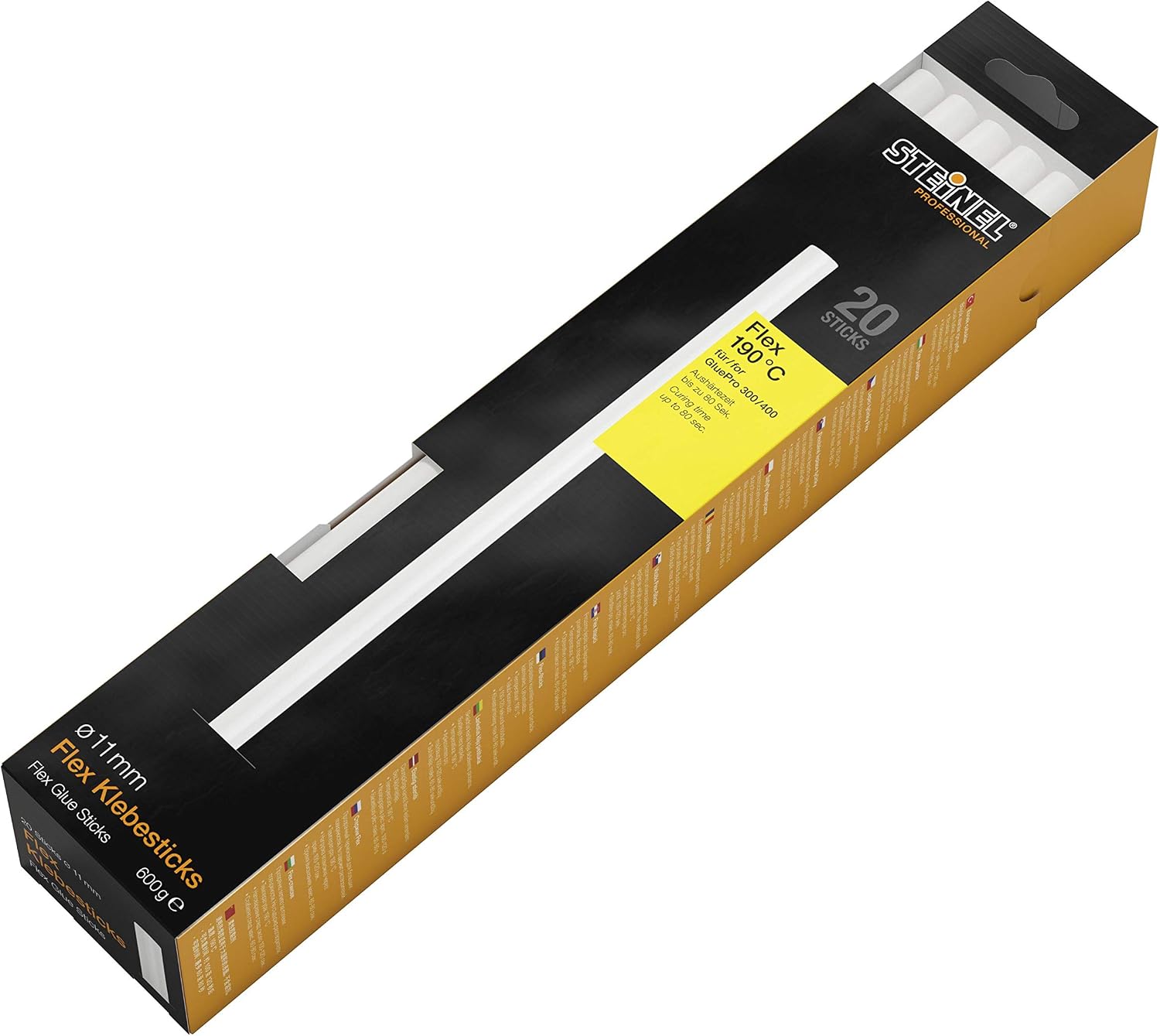 Steinel Glue Sticks Flex diameter 11 mm, 20x Hot Glue Cartridges, Hot Melt Glue with long Working Time, Special Hot Melt Sticks, 600 g