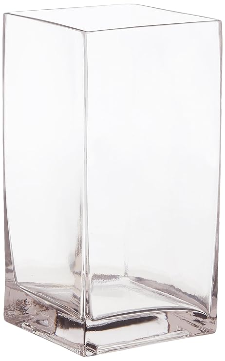 Wgv Clear Square Block Glass Vase 4 By 8 Inch Amazon Co Uk
