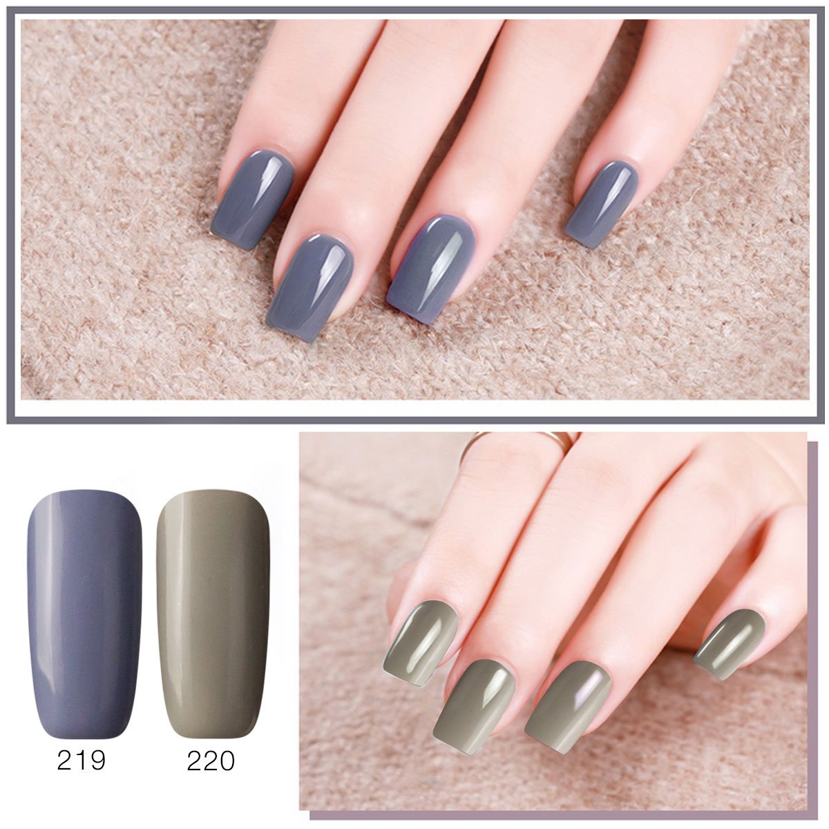 Soak off Gel Nail Polish Sets, Saviland 6 Pcs Nail Varnish Set DIY Nail Art Starter Kit 8ml(Grey Purple Brown)