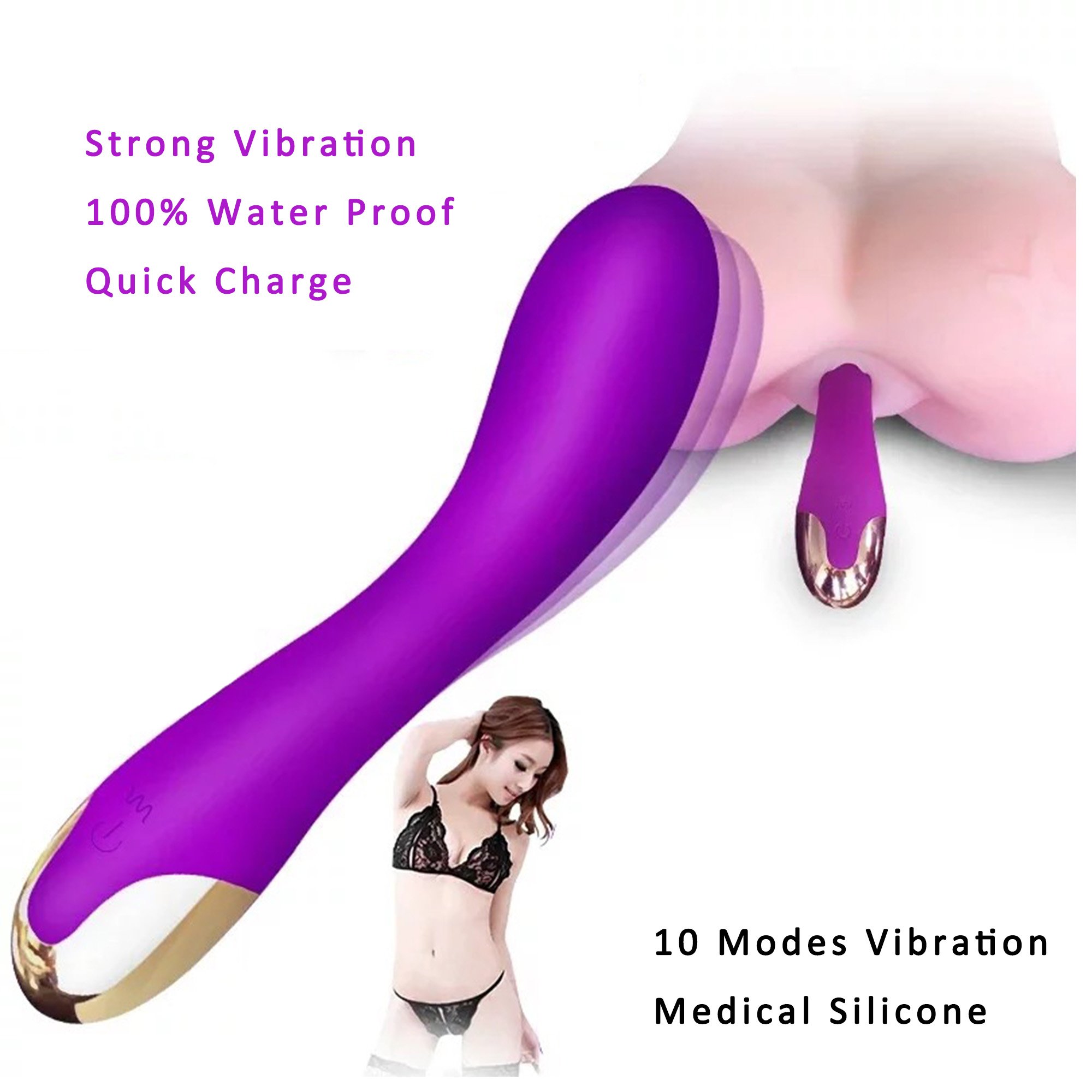 ViiNA VA Vibrador Masajeador 10 Frecuencias Vibración Carga por USB