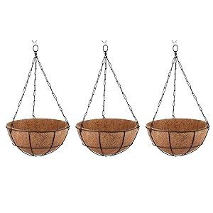 Minerva Naturals Coir Hanging Thick And 10-Inch Pot For Home Garden (Pack Of 3)