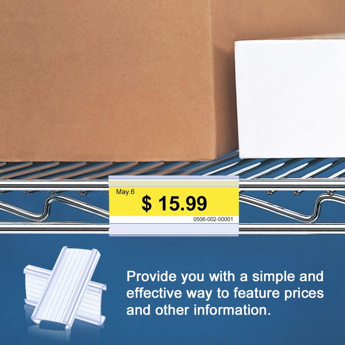 Lenink 30Pcs Wire Shelf Label Holders, Plastic Wire Rack Label Holder Compatible with Metro and Nexel 1-1/4in Shelves, Label Area 3in Lx1.25in H (Label Paper Not Included) : Office Products