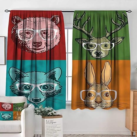 Amazon Com Renteriadecor Cabin Rod Pocket Indo Curtain Animal