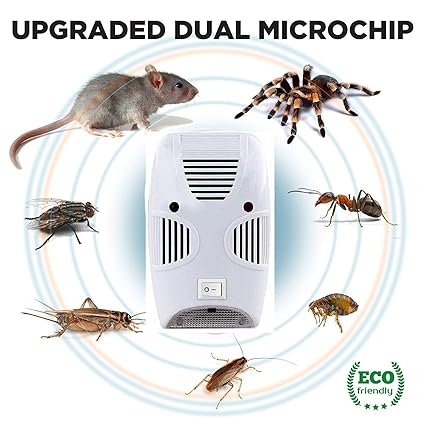 Turkha Electronic Home Pest & Rodent Repelling Aid for Mosquito, Cockroaches, Ants Spider Insect Pest Control Electric Pest Repelling Aid Magnetic Ultrasonic Indoor Rat Sensor
