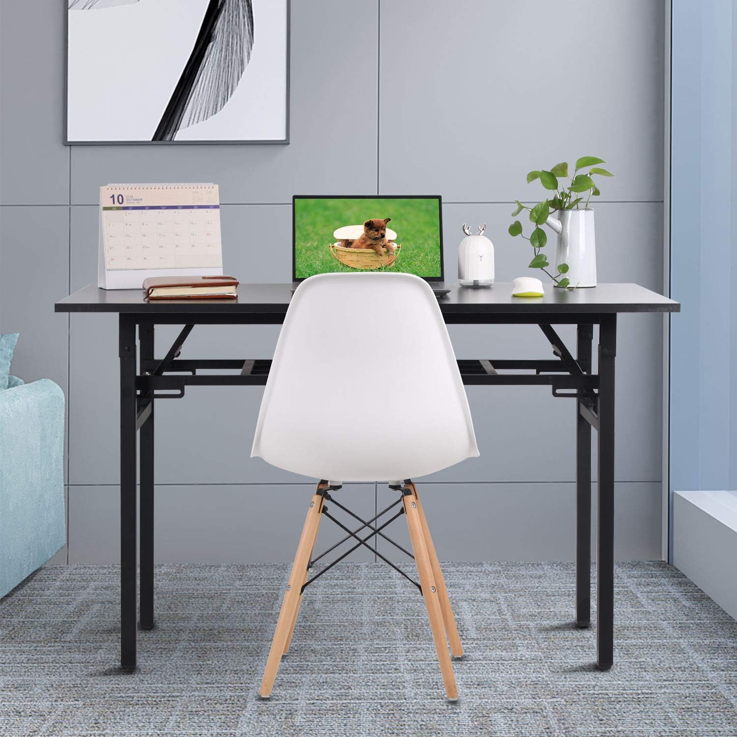 jeffordoutlet Computer Desk, Corner White Writing, Working Desk with Charge Port for Office, Home Workstation