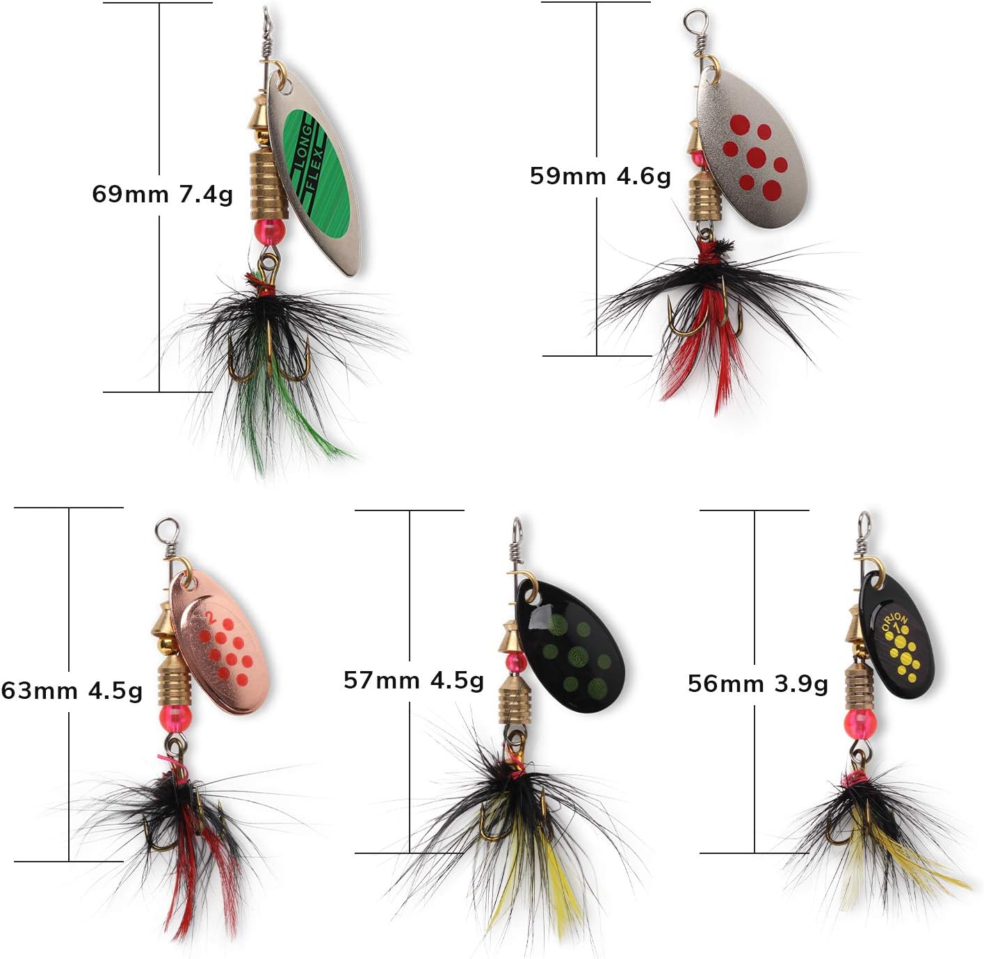 10pcs Fishing Lure Spinnerbait, Bass Trout Salmon Hard Metal Spinner Baits Kit with Tackle Boxes : Sports & Outdoors