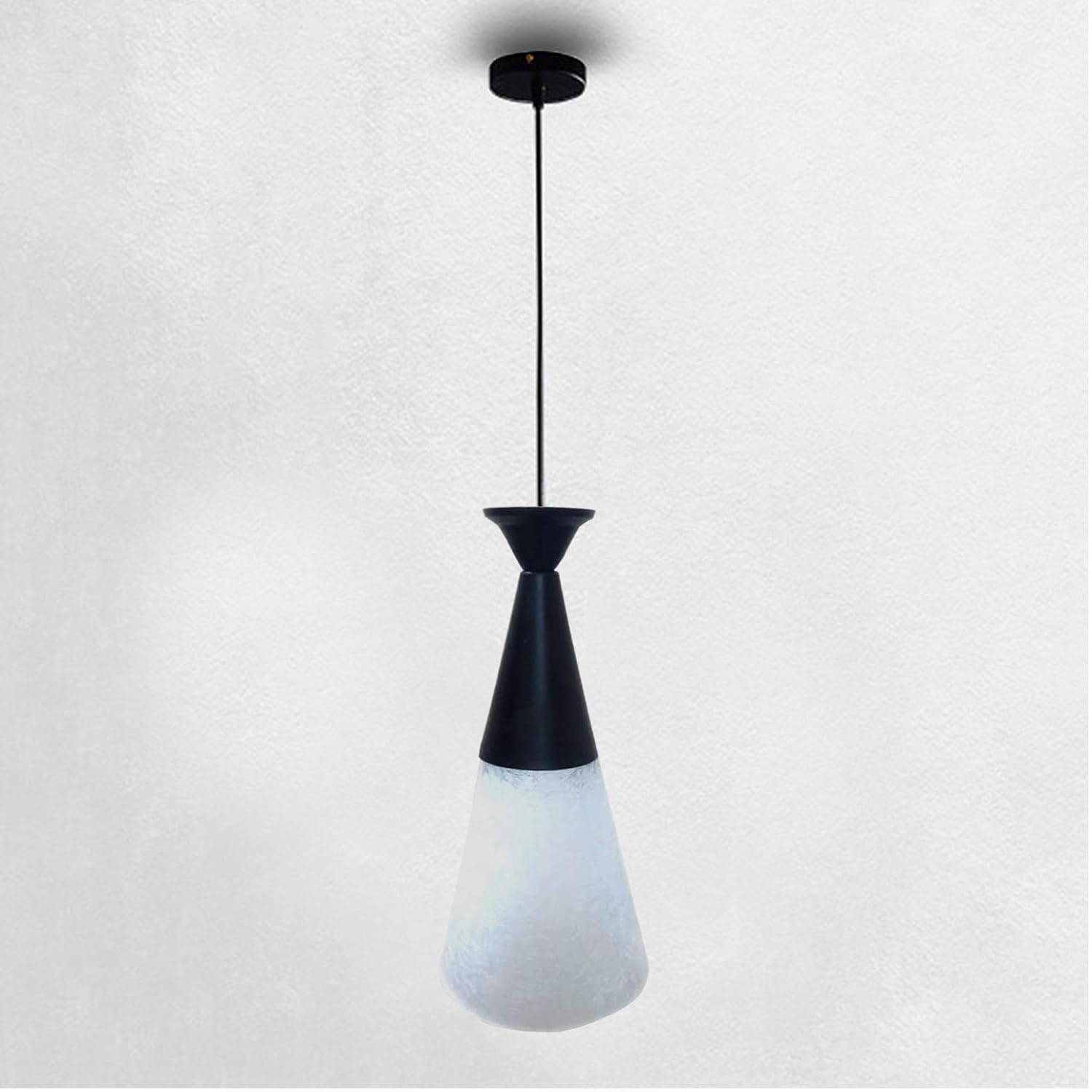 Flourish Black White Color Decorative Single Glass Hanging Light
