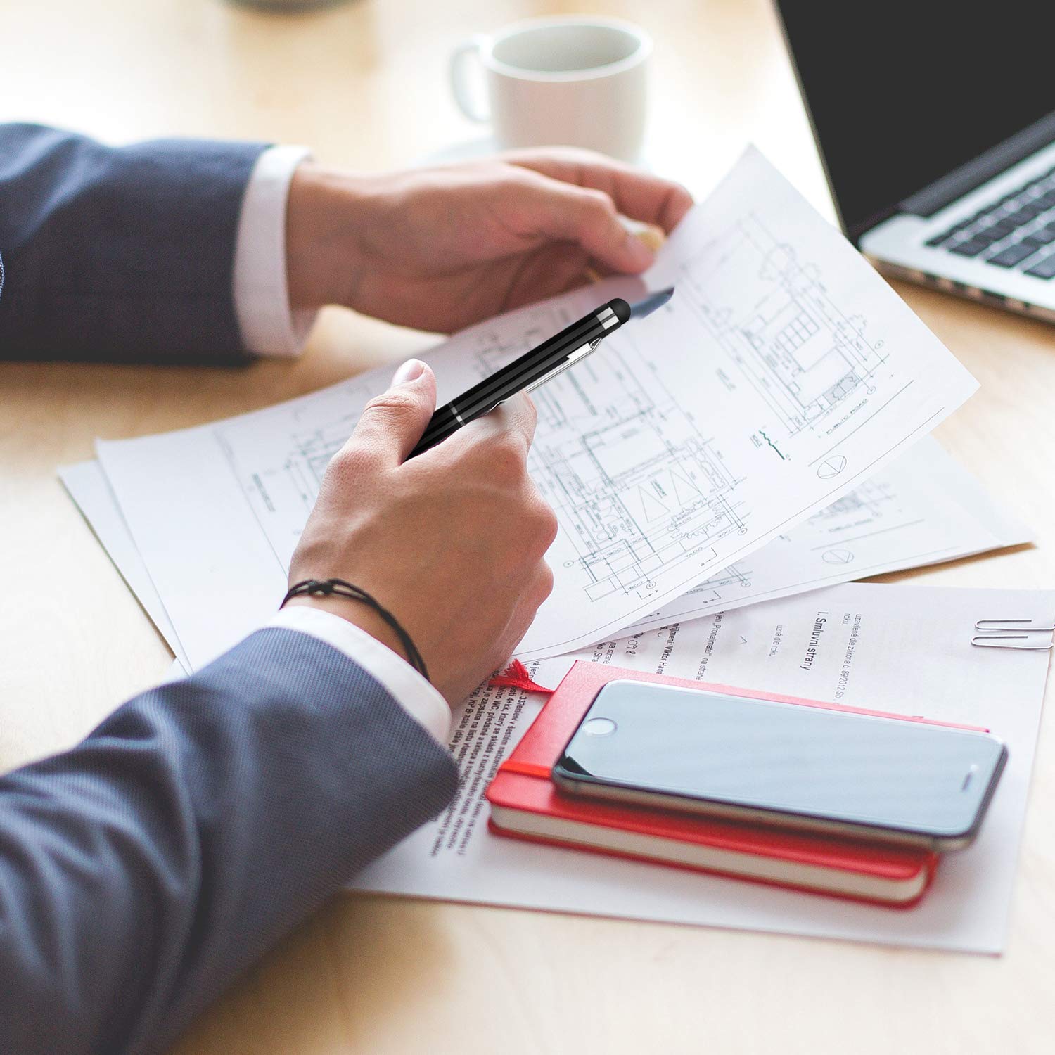 Stylus Pen,Proking 2 in 1 Capacitive Stylus Ballpoint Pen for Universal Touch Screens Devices Stylus Pens for iPad,iPhone,Kindle,Samsung,HTC,Tablets (Black,White)