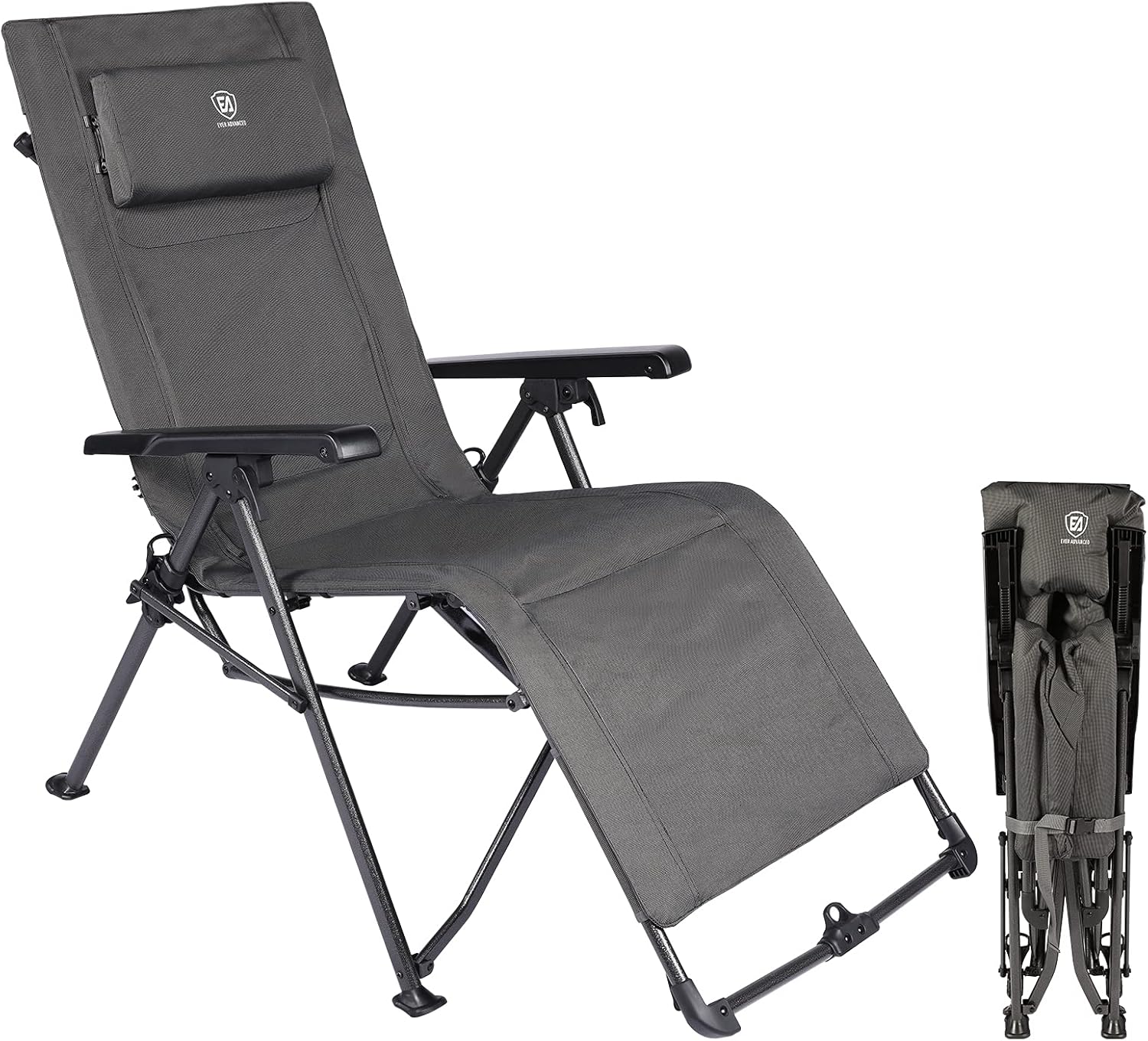 EVER ADVANCED Zero Gravity Lounge Chair, Portable Folding Reclining Chair with Carry Bag and Adjustable Cushion, Recliner Camping Chair for Outdoor, Indoor, Support 300lbs, Black: Kitchen & Dining