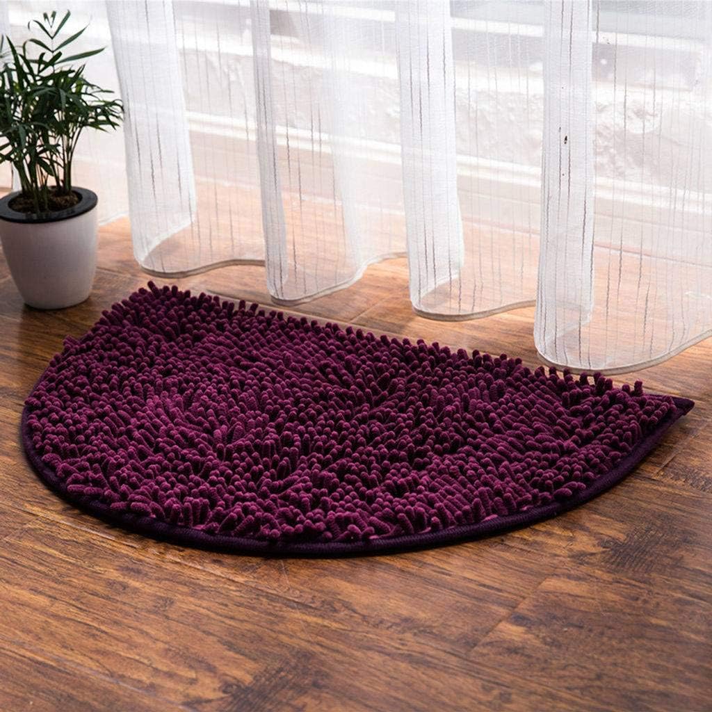 HOCOL Half Round Bath Mat, Soft Shaggy Non Slip Absorbent Chenille
