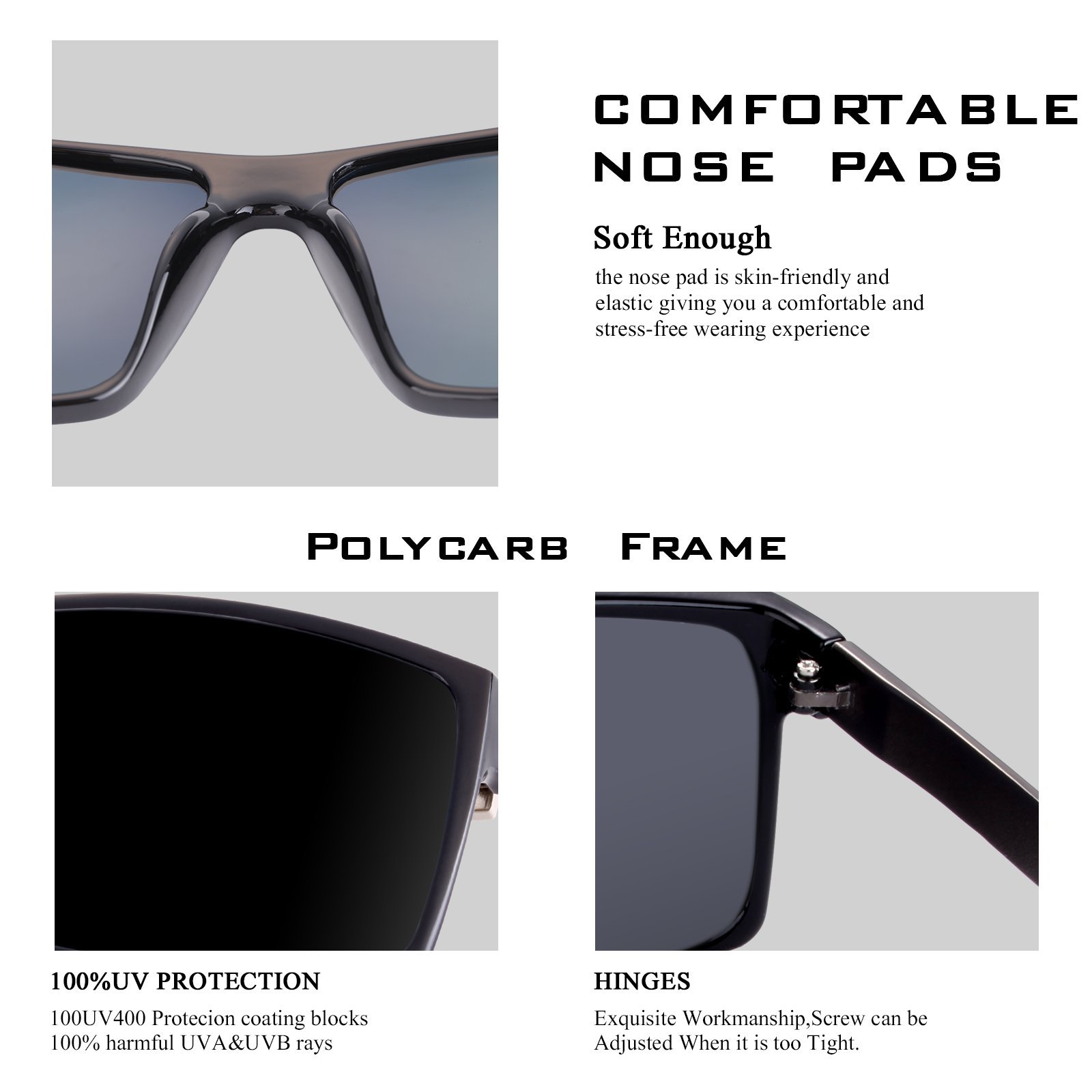 Wayfarer Polarized Sunglasses for men Women Driving Fishing Vintage Unisex Sun Glasses (Grey)