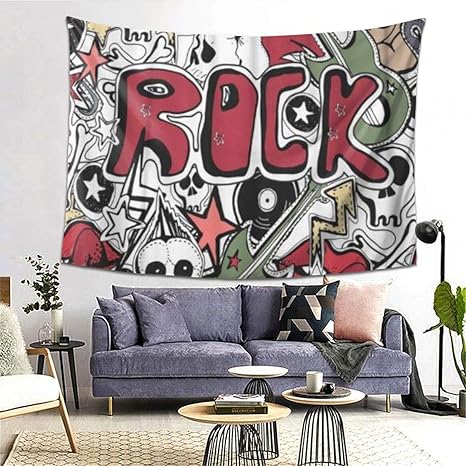 Amazon Co Jp Gukisala タペストリー カラフルな手クレイジーパンクロック抽象的な頭蓋骨ピンギターシンボルディスクスター唇バイカー 多機能 毛布 おしゃれな壁掛け インテリア ファブリック装飾用品 モダンなアート 和風 壁掛け クールジャパン 家飾り ホーム キッチン
