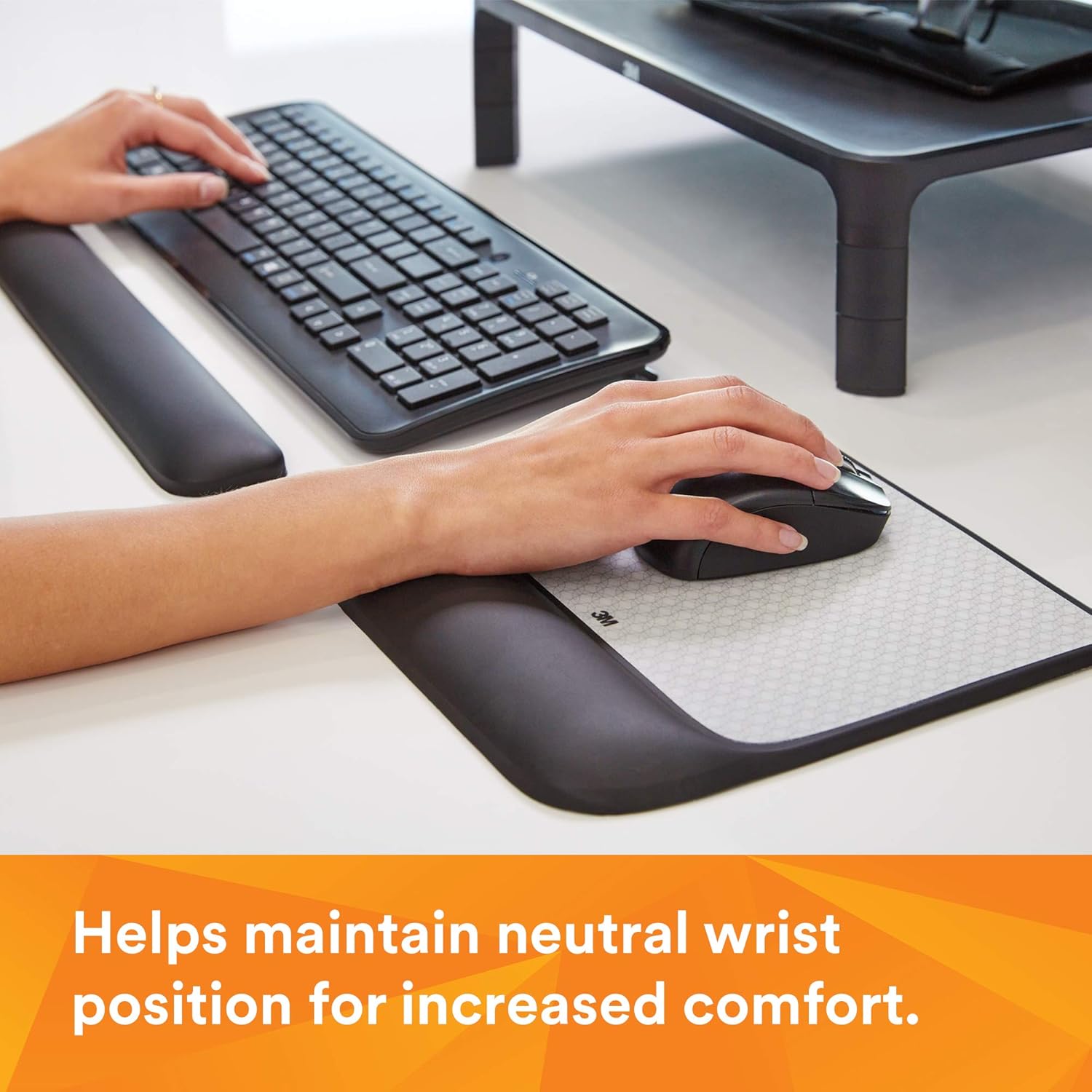 3M Precise Mouse Pad with Gel Wrist Rest, Soothing 3M Gel Technology and Satin Smooth Cover for All Day Comfort, Optical Mouse Performance and Battery Saving Design, Interlace (MW85B), 8.4" x 8.8" : Office Products