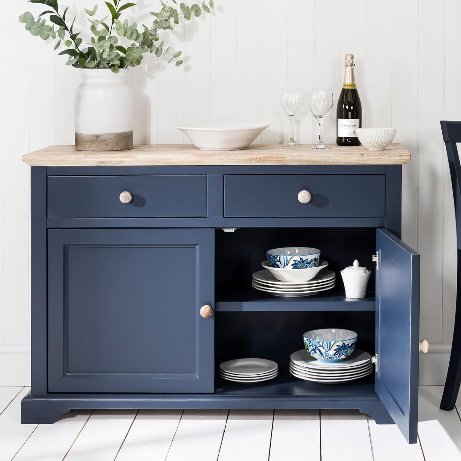 Florence Navy Blue sideboard with cupboard and drawers. FULLY ASSEMBLED