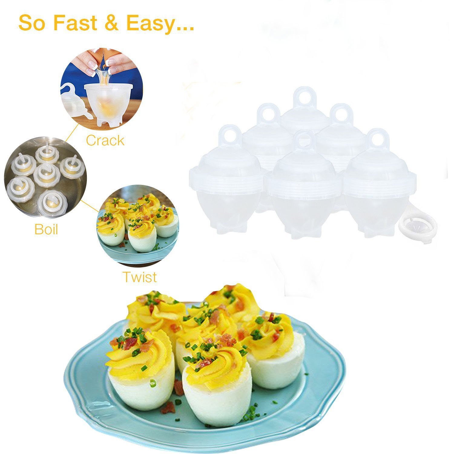 Love77 Silicona Antiadherente Hervidor de Huevos Pasado por Agua y ...