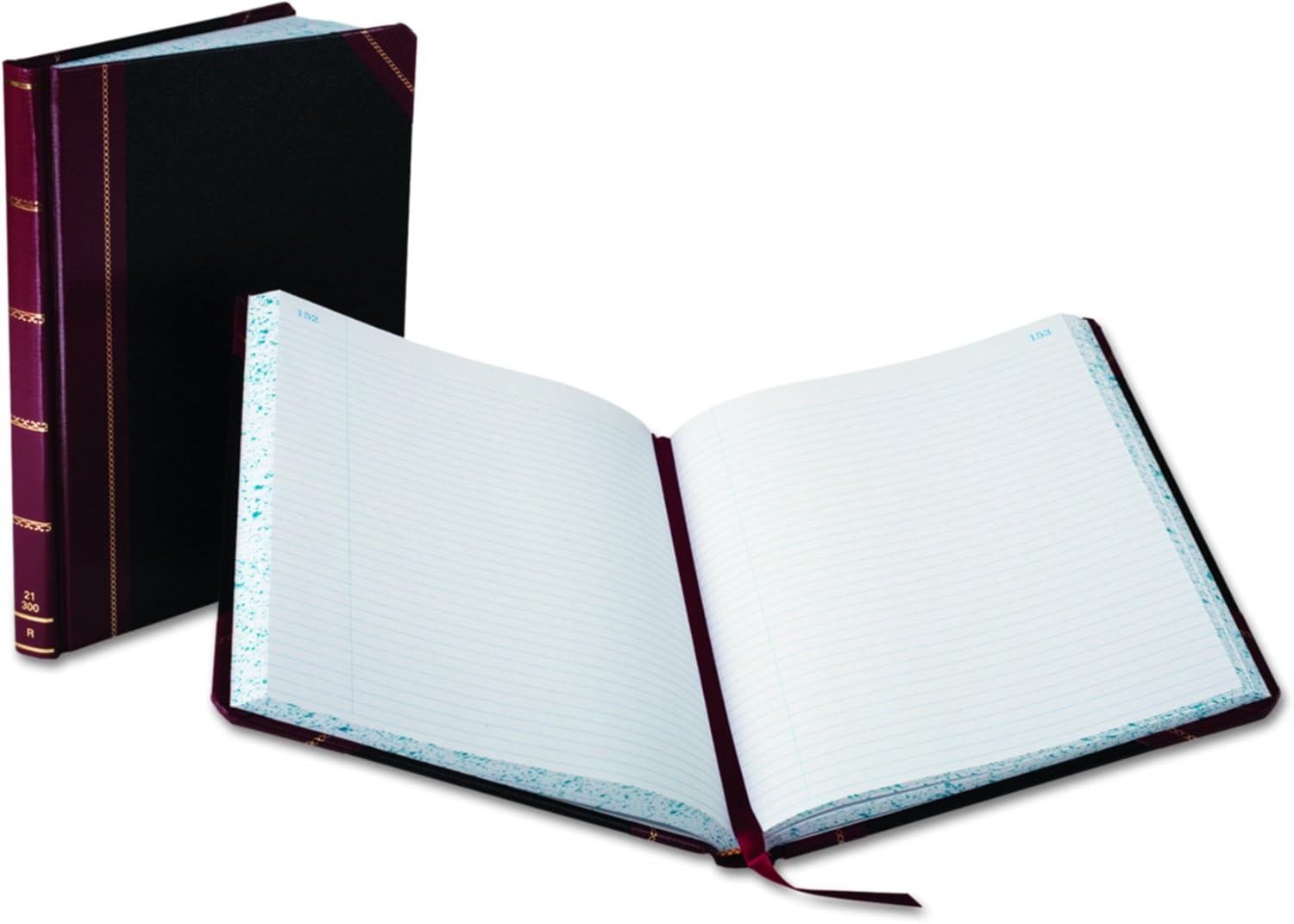 Boorum & Pease Record Book, 21 Series, Record Ruled, 8-1/8" x 10-3/8", 300 Pages (21-300-R), Black/Red : Boorum And Pease : Office Products