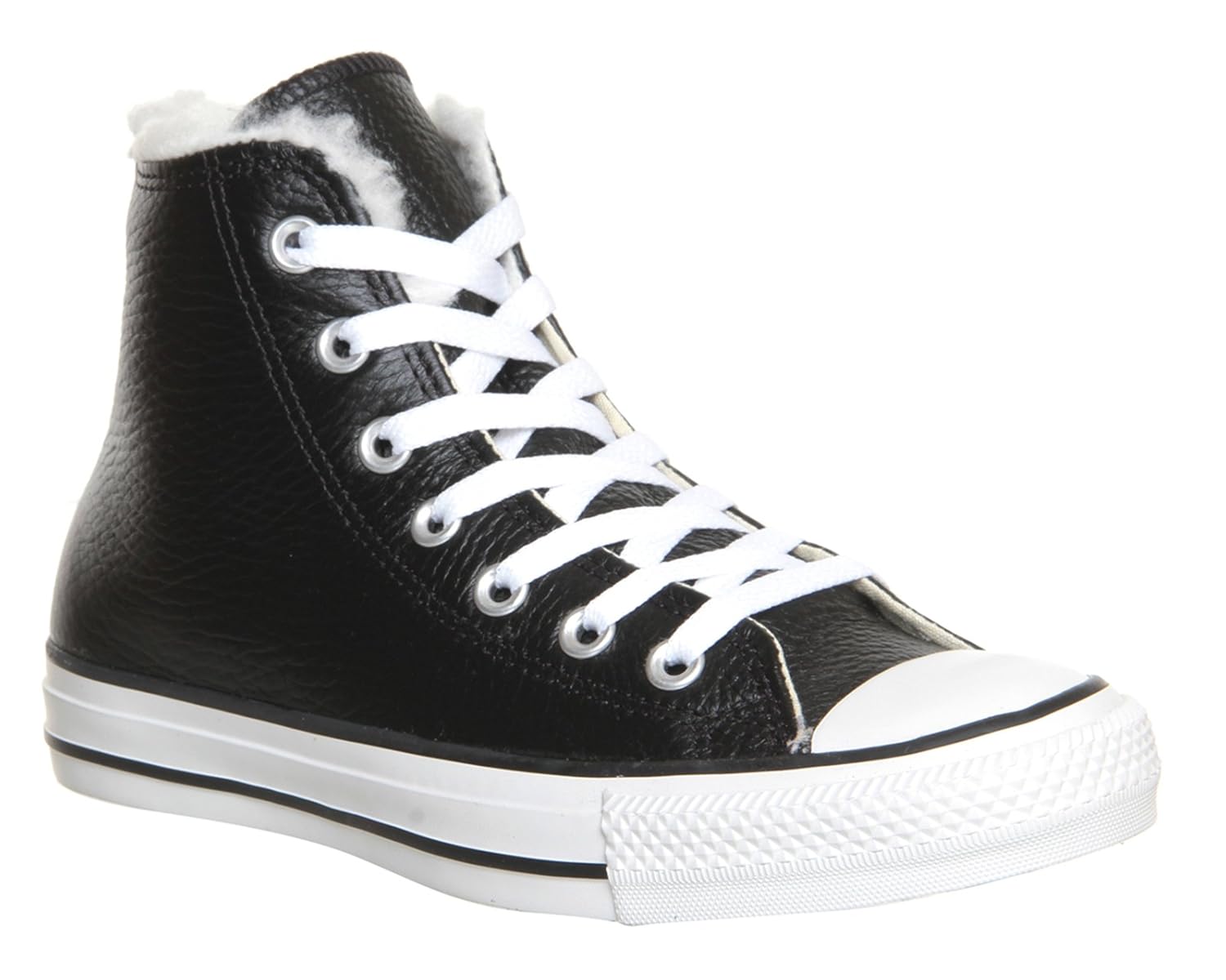 Converse All Star Hi Leather Lining 132125c Lea Black Shearling