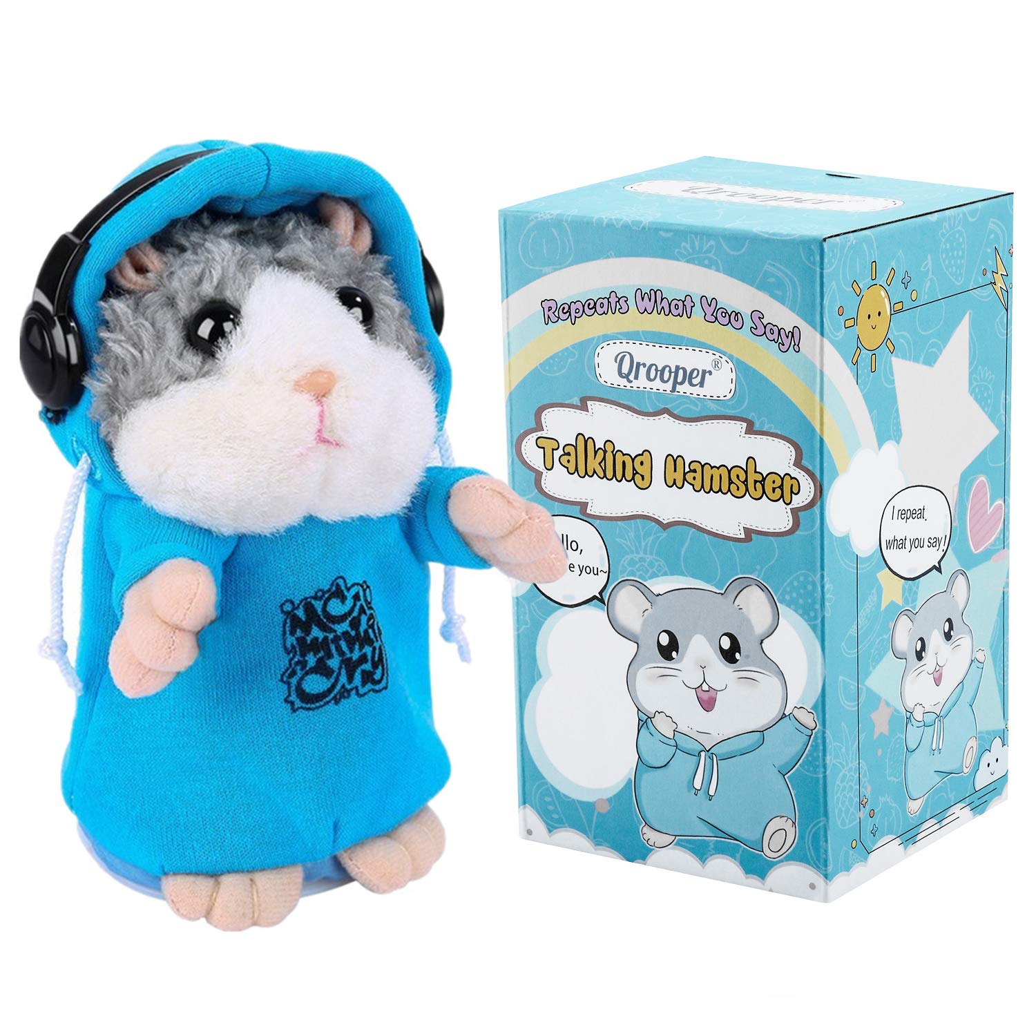 Talking Hamster Repeats What You Say, Cute Plush Electronic Mimicry Hamster Toy with Interactive Function, Gift for Kids Birthday and Parties (S1)