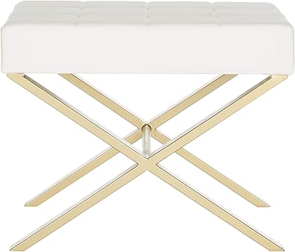 Safavieh Badgley otomana, Metal, Color Blanco/Dorado: Amazon.es: Hogar