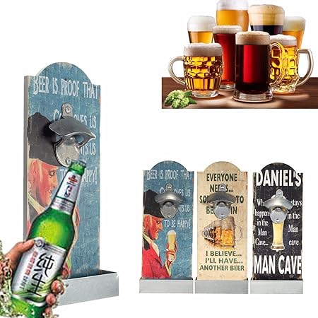 Calli Vintage Wooden Wall Mounted Bar Pub Beer Soda Top Bottle