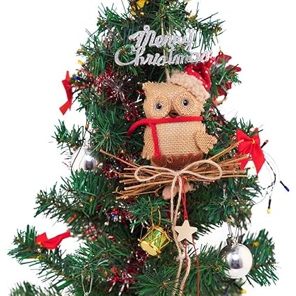 Longble Cute 5 5 Jute Hanging Owl Christmas Tree Ornament Brown