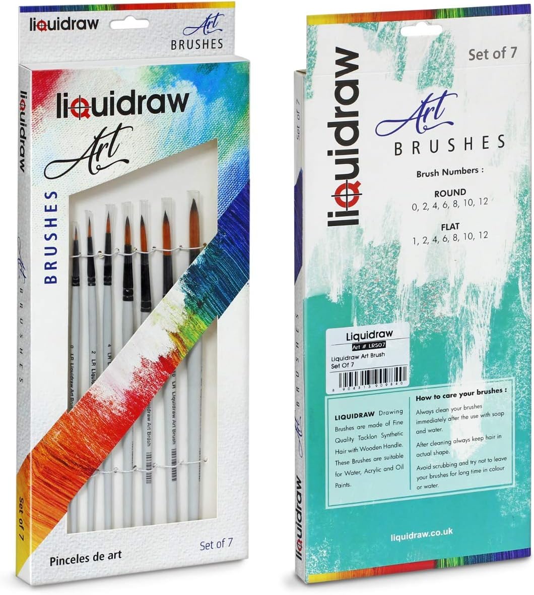Liquidraw Paint Brushes Set Art Brushes for Acrylic Oil & Watercolour Painting Palette Professional Artist Quality (Round)