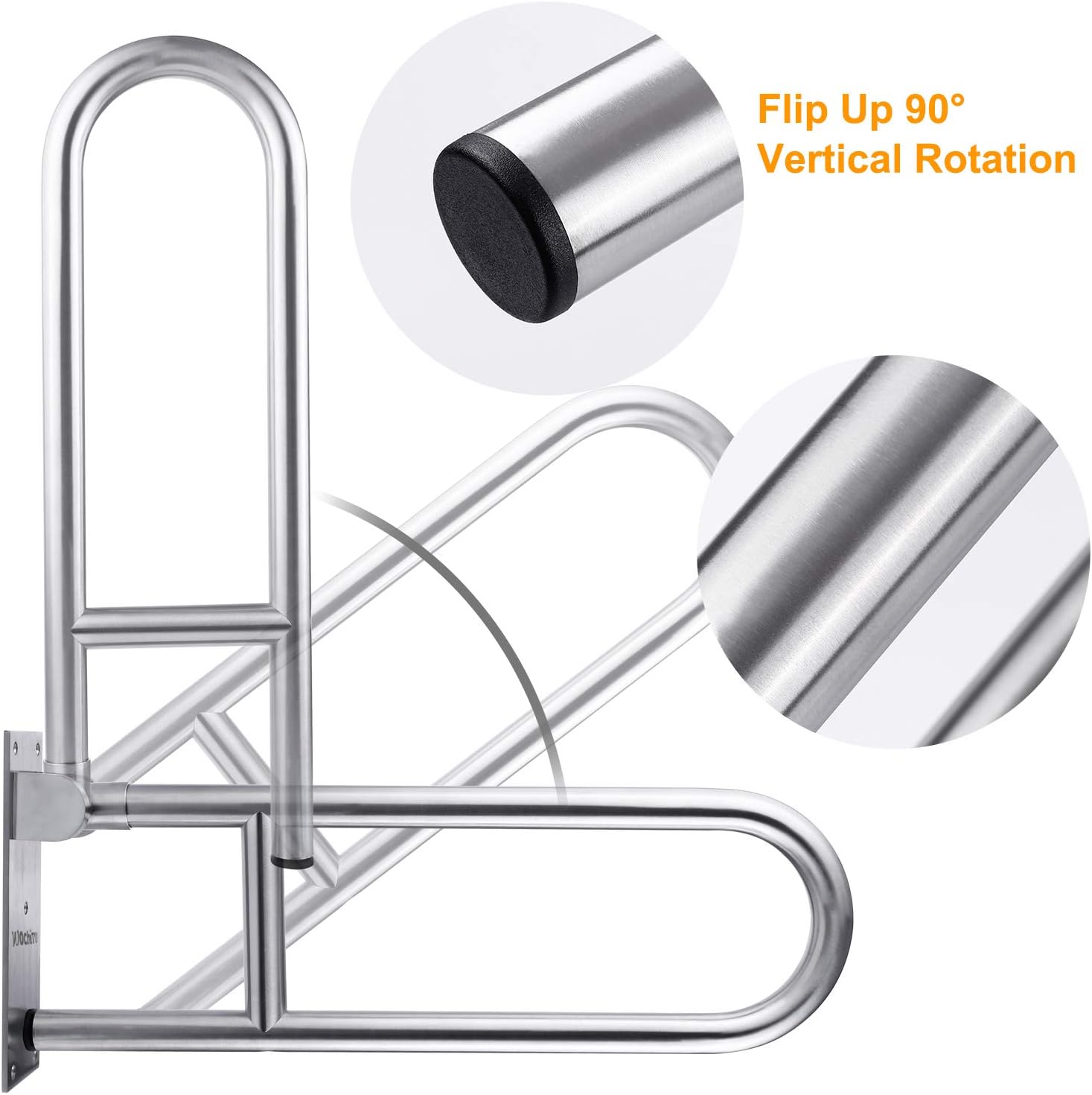 Stainless Steel Toilet Grab Bar Handicap Rails Grab Bars Bathroom Support for Elderly Bariatric Disabled Commode Safety Hand Railing Guard Frame Shower Assist Aid Handrails Hand Grips 23.6 Inch: Health & Personal Care