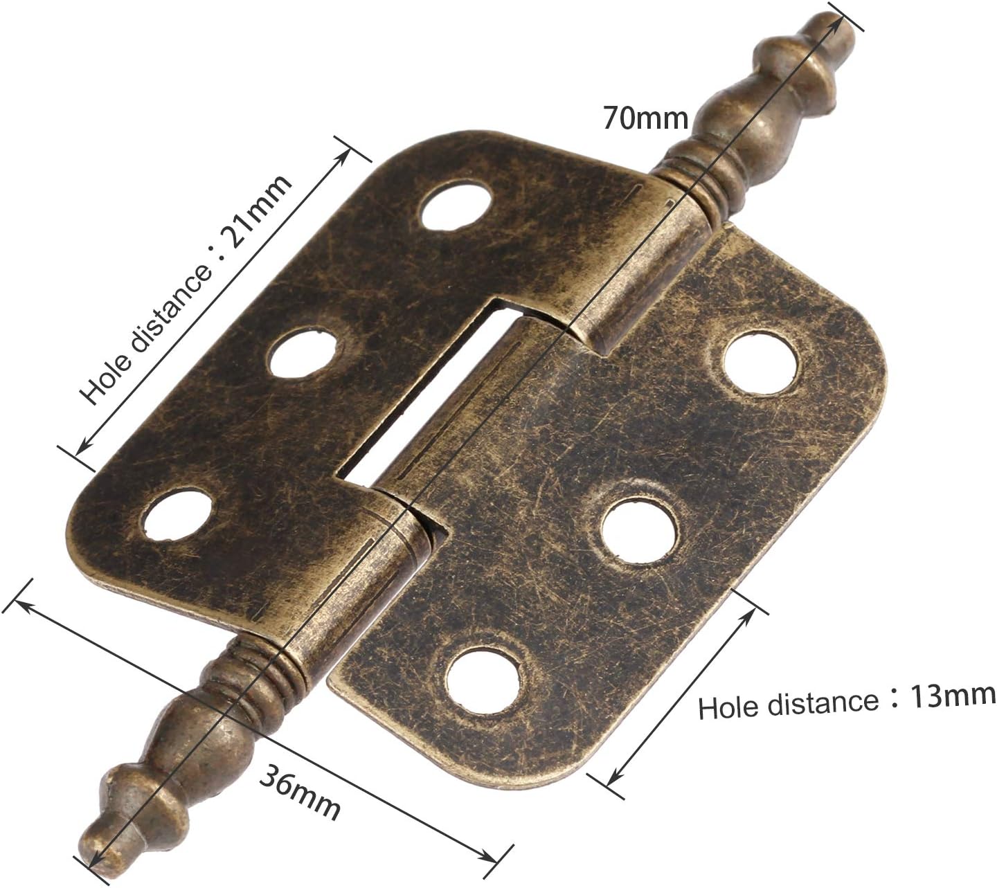 Dophee 4Pcs 35x70mm Antique Bronze Iron Crown Head 6 Holes Hinges for Vintage Wooden Box Toolbox Cabinet Cupboard - Image 5