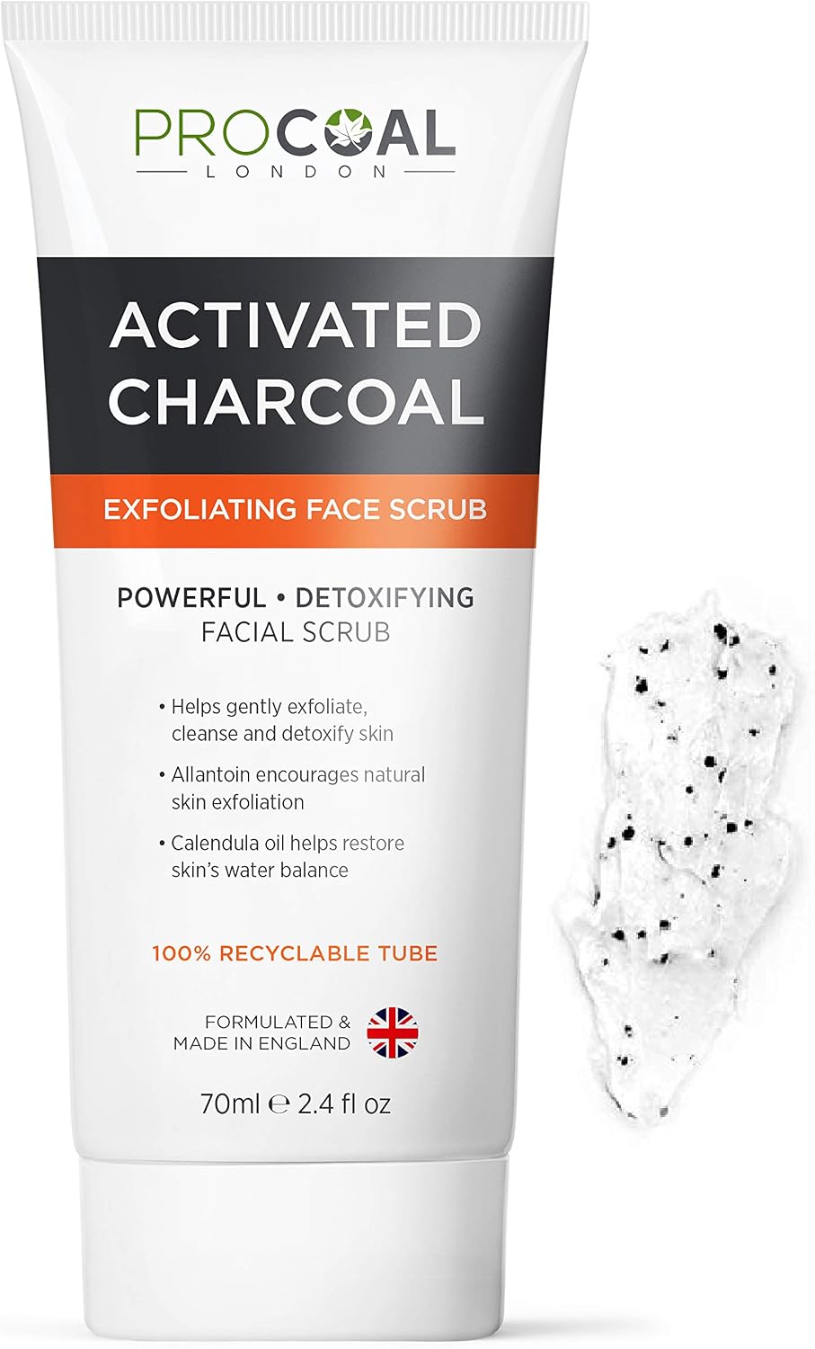 Face Scrub, Premium Exfoliating Charcoal Face Scrub 70ml by PROCOAL, Instantly Reveals Skin's Natural Radiance