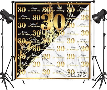 Amazon.com : LB Happy 30th Birthday Party Backdrops 8x8ft Vinyl Black