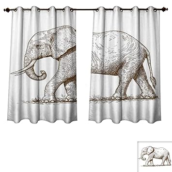 Rupperttextile Elephant Bedroom Thermal Blackout Curtains African