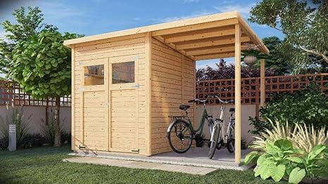 Alpholz Geratehaus Mollie Plus Aus Fichten Holz Gartenhaus Mit 14mm Wandstarke Holzhaus Inklusive Montagematerial Gerateschuppen Grosse 340 X 199 Cm Pultdach Amazon De Garten
