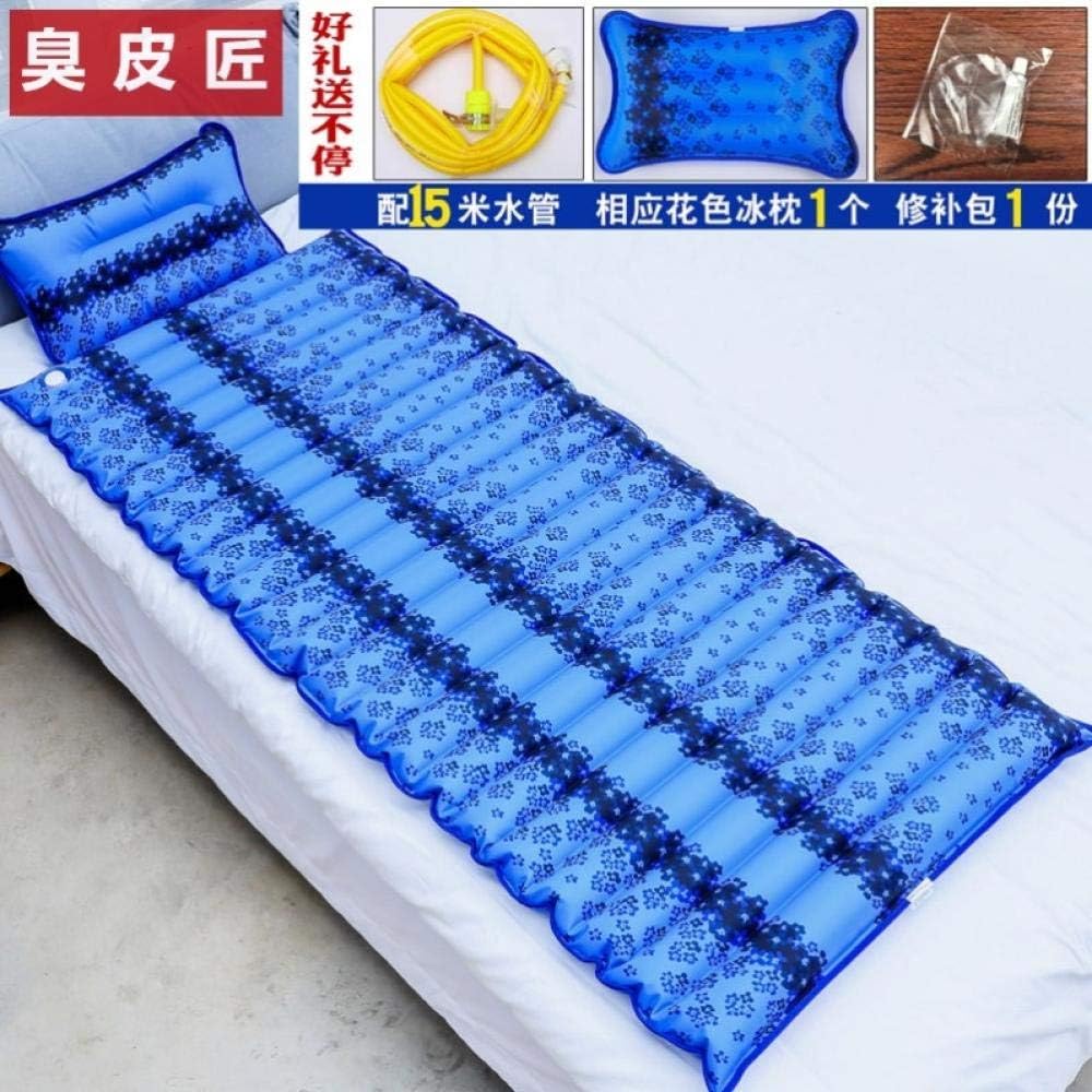 KYSZDEscurreplatos Colchón de Agua colchón Inflable portátil180cm * 60cm_Blue Flower + 15