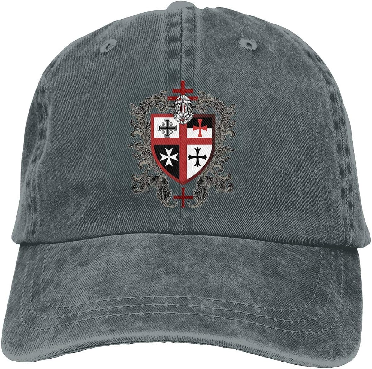 Denim Cap Tempelritter Kreuz Schild Baseball Dad Cap Verstellbar Klassisch Sport für Männer