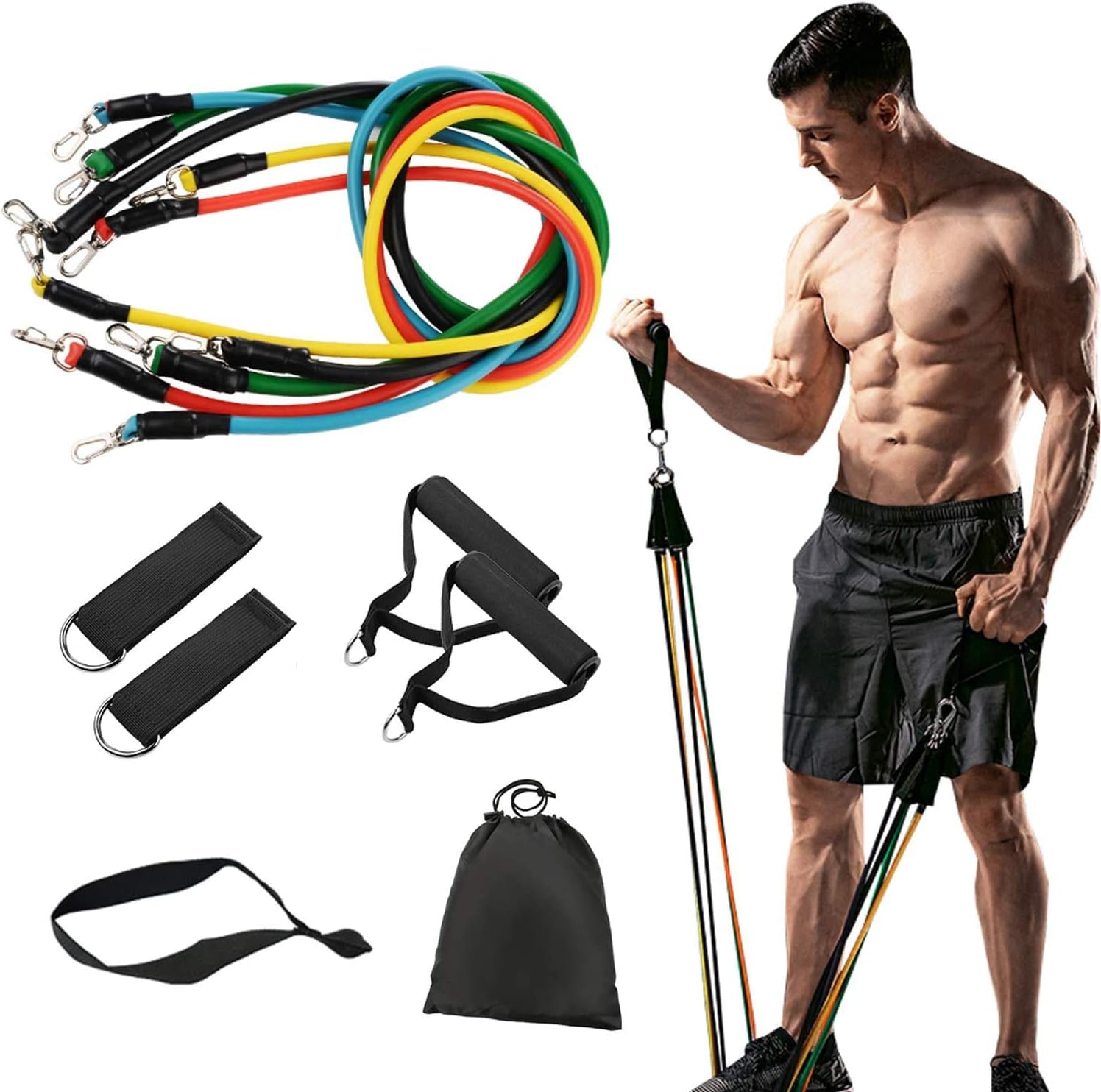 Diu Life Resistance Bands Workout Bands Includes Single Exercise Band, Cushioned Handles, Door Anchor,Legs Ankle Straps for Resistance Training, Physical Therapy, Home Workouts
