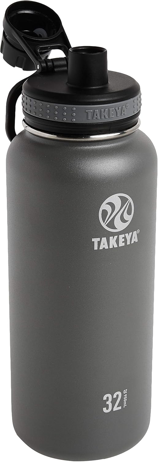 Takeya Originals Vacuum-Insulated Stainless-Steel Water Bottle, 32oz, Graphite: Kitchen & Dining