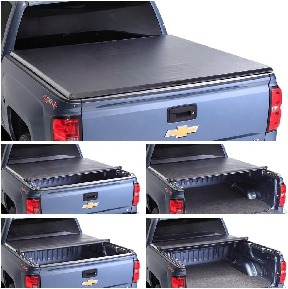 SUPER DRIVE Roll & Lock Soft Truck Bed Cover Compatible for 2015-2018 Ford F150 8ft Long Bed Roll up Tonneau Cover