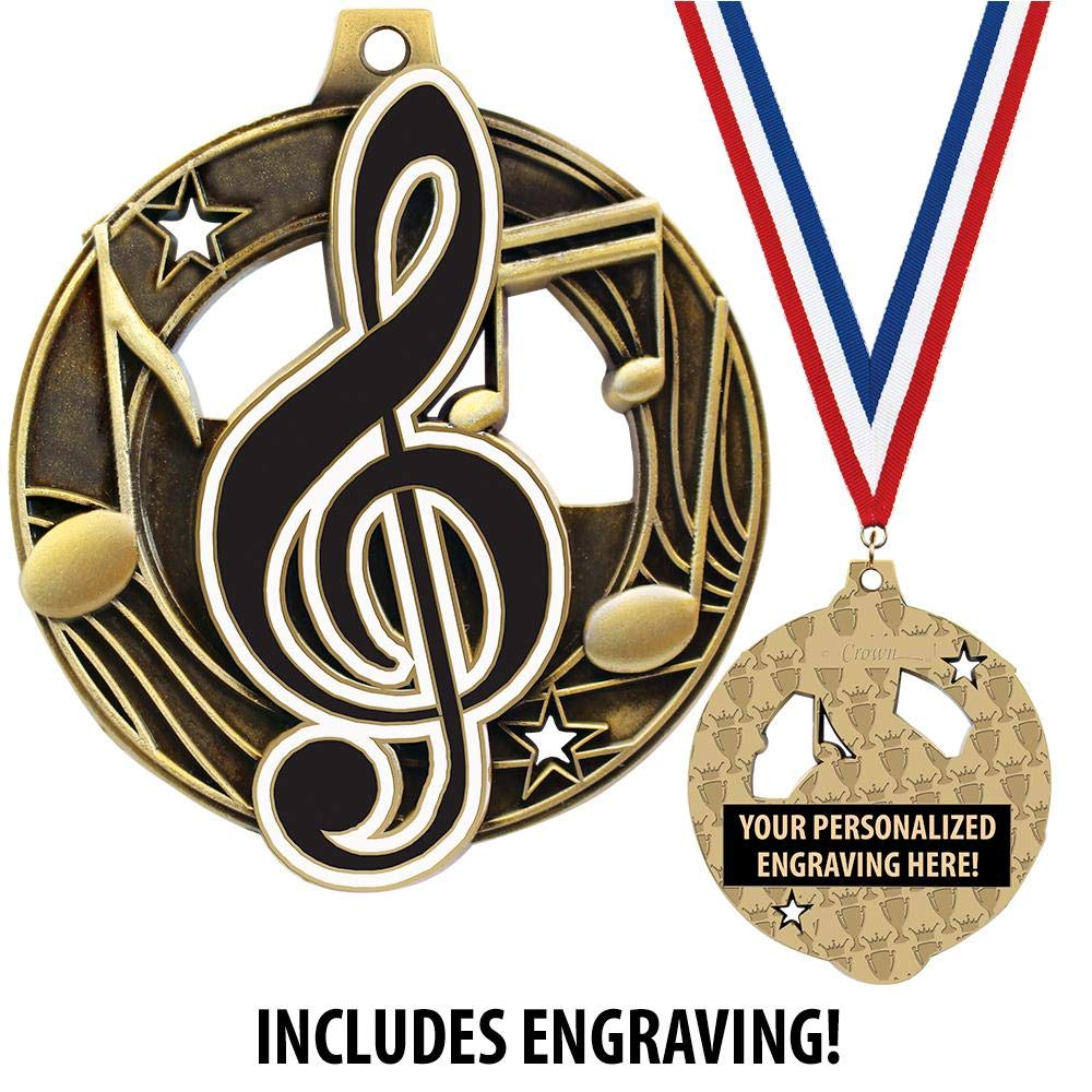 Crown Awards Custom Music Medals, 2 1/4" Shieldz Music Award Medals with Free Engraving